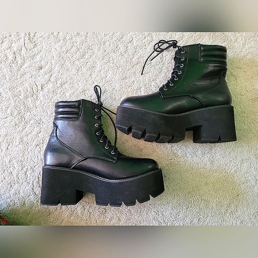 Faux Leather Platform Boots